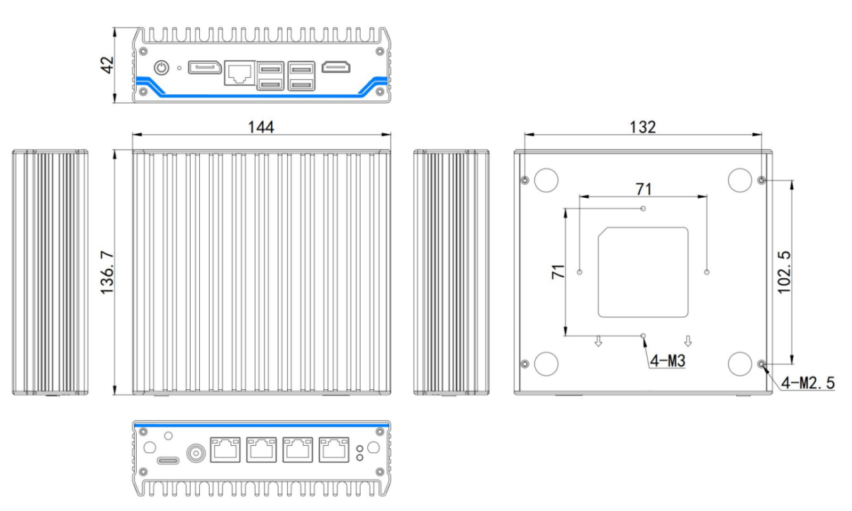N100 processor industrial mini PC with 4*2.5G LAN iKuai pfsense