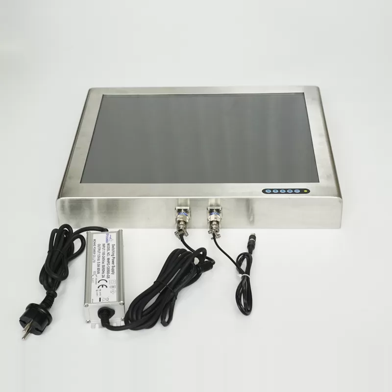 19 inch Military DTL-38999 IP67 Stainless steel anti fog 1000nits LCD monitor for naval vessel monitoring
