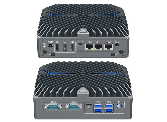 Ultra 5 125 U Aluminum alloy Industrial Mini PC 4 Signal port(3*HDMI+USB-C), 3*2.5G LAN